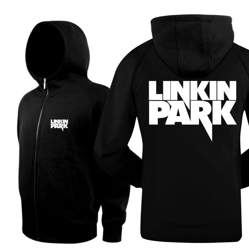 New 2017 Winter Bomber Jacket Men Brand Casual Zip Thicken Cardigan Hip Hop Linkin Park Rock Band Hoodies And Black Sweatshirts