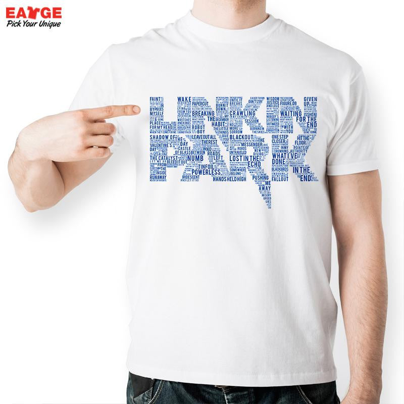 [MASCUBE]2017 Summer Style Funny Printed T Shirt Fashion Blue Linkin Park Letter Splicing T-shirt Short Sleeve Tshirt Unisex