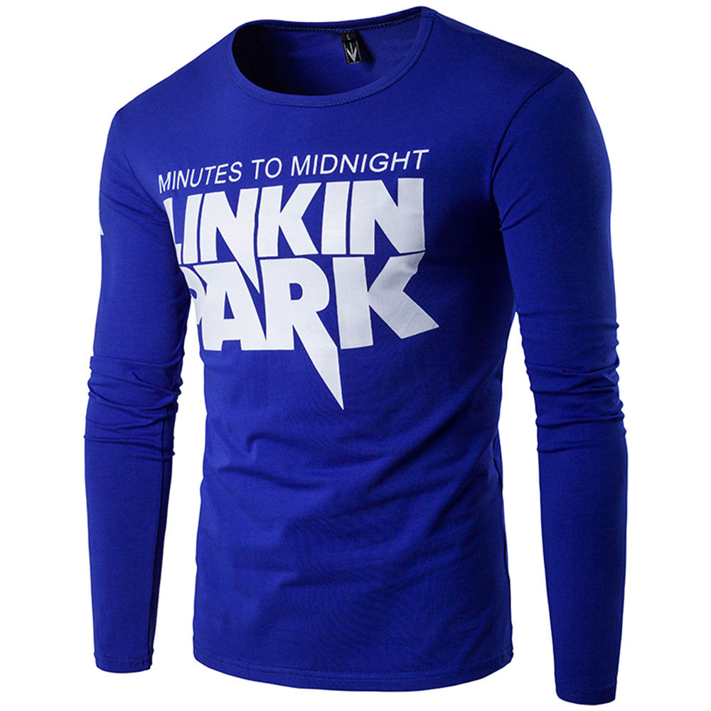 New Plus Size M-5XL Top Tees 2017 Autumn Mens T Shirt Letter Printed Men Long sleeve O- Neck T-shirt LINKIN PARK t Shirt Tops