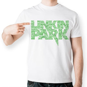 [MASCUBE]Men T Shirt Green Linkin Park Letter Splicing Printed T-shirt Unisex Fashion Design Brand White Short Sleeve Tshirt