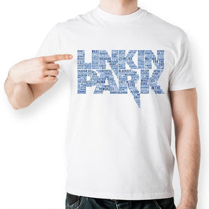 [MASCUBE]2017 Summer Style Funny Printed T Shirt Fashion Blue Linkin Park Letter Splicing T-shirt Short Sleeve Tshirt Unisex