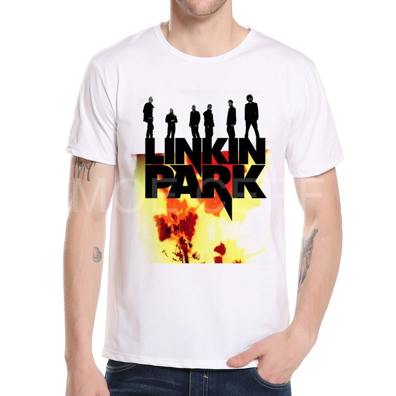 Summer Hot Hip Hop Printed T Shirt Men Rock Linkin Park Tee  Short Sleeve Shirts Femme Tshirt Top Brand Boy Clothing M4-6#