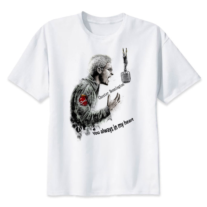 linkin park Chester Bennington T Shirt men Summer fashion High Quality  t-shirt casual white print O-Neck print male top MR910