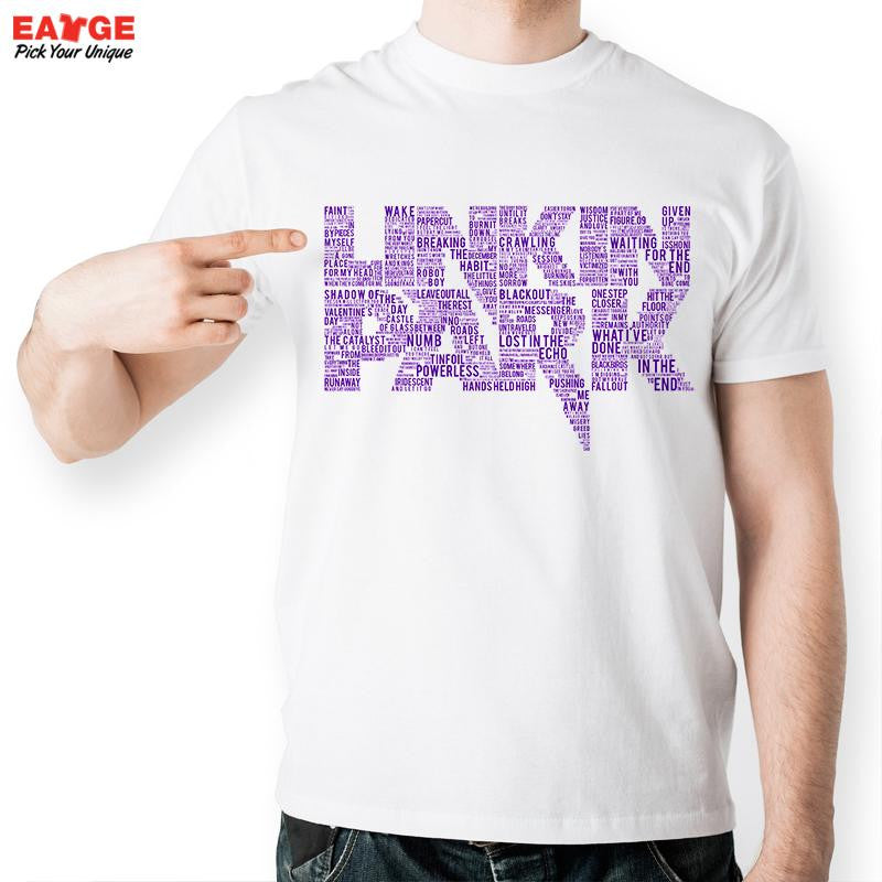 [MASCUBE]2017 New Casual White Letter Splicing Tshirt Violet Linkin Park T-shirt Men Printed T Shirt Unisex Fashion