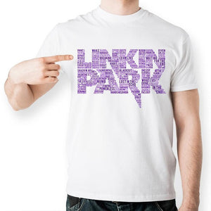 [MASCUBE]2017 New Casual White Letter Splicing Tshirt Violet Linkin Park T-shirt Men Printed T Shirt Unisex Fashion