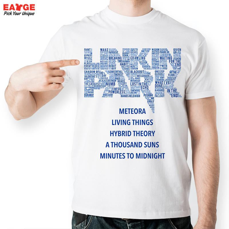 [MASCUBE]Meteora Minutes To Midnight T-shirt Blue Linkin Park Letter Printed T Shirt White Short Sleeve Tshirt New Design