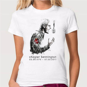 Chester Bennington 2017 T shirt Women Rip Linkin Park 100% Cotton tee USA Size XS~2XL